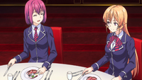 Erina and Hisako feasting (anime)