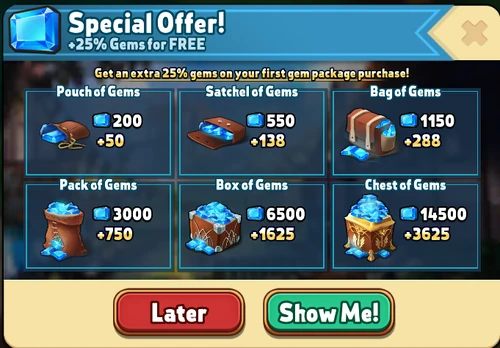First Time Gem Purchase Offer