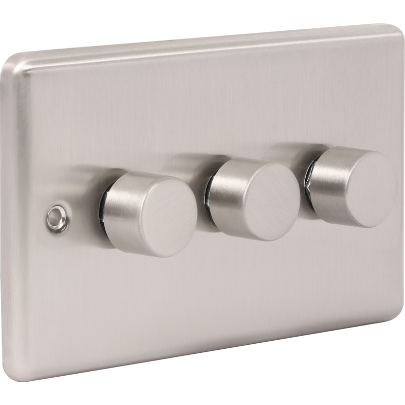 Wessex Brushed Stainless Steel Dimmer Switch 3 Gang 250W, Shopping  Electronics Wiki