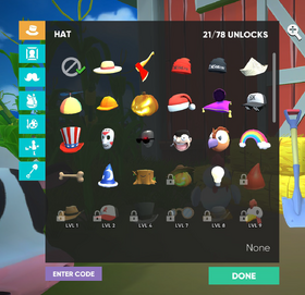 Selecting Hats in Customize 0.9