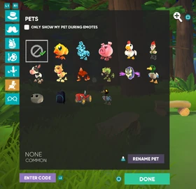 Selecting Pets in Customize
