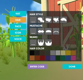 Selecting Hair in Customize in Vr.0