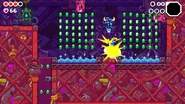 Shovel Knight attacking Floorbs inside Magic Landfill. (Dig)