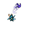 Sprite of Shovel Knight using the Throwing Anchor.