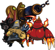 Treasure Knight with Black Knight, Tinker Knight, and Mole Knight.