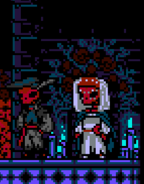 Scarlet standing next to Red in-game.