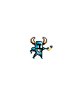 Sprite of Shovel Knight using the Phase Locket.