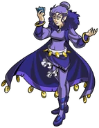 Key art of Cardia holding Joustus cards.