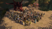 Dragon with the dancing crowd