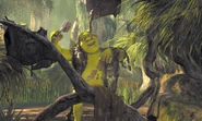 Shrek taking a mud shower