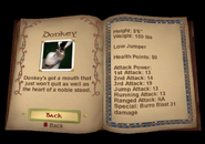 Donkey's character bio in Shrek 2 (video game) with all upgrades equipped.