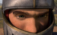 Extreme close up shot of Lancelot's face.