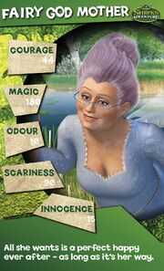 Fairy Godmother Top Trump card from Shrek’s London Adventure