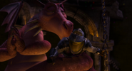 Dragon unknowingly kisses Shrek's butt