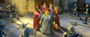 A promotional image of a scene from Shrek The Third, showing Snow White's original model.