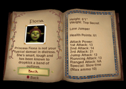 Fiona's character bio in Shrek 2 (video game) with all upgrades equipped.