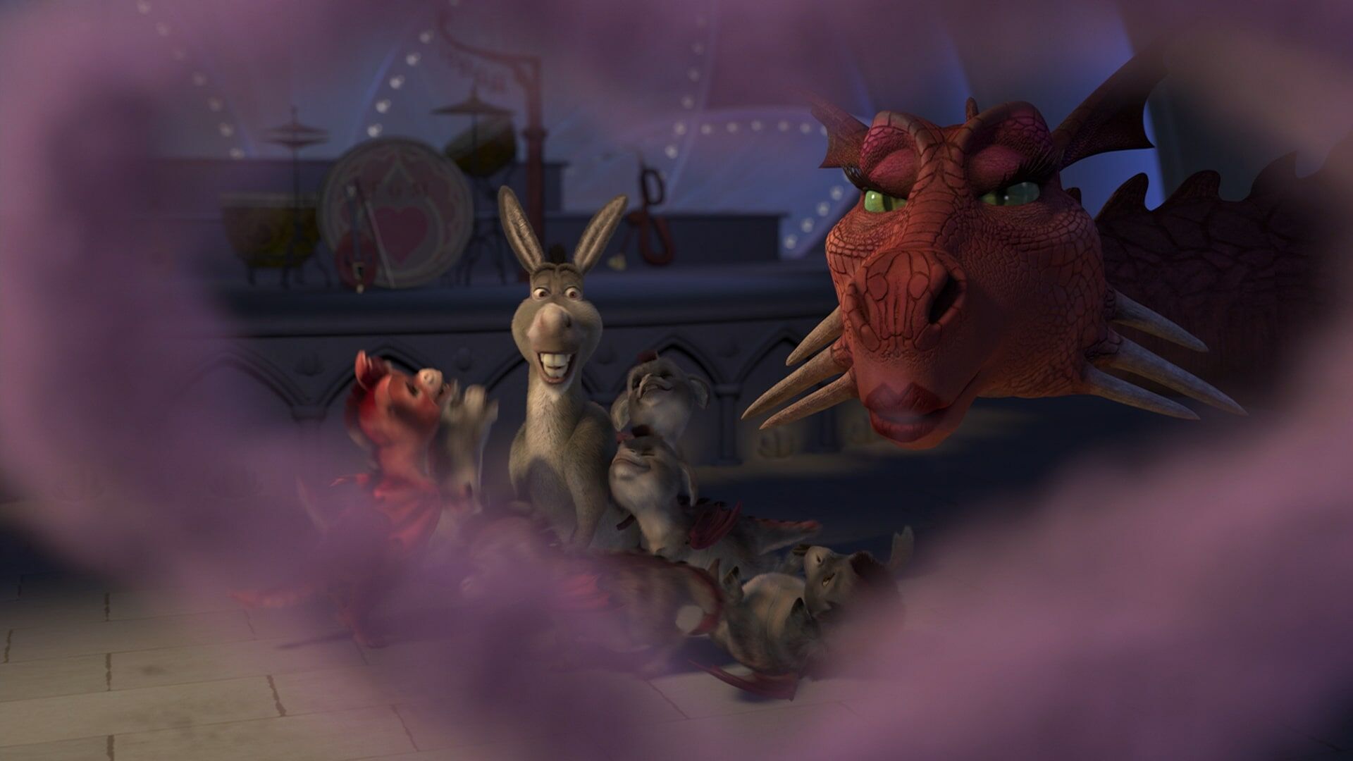 shrek donkey and dragon kiss