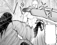 In a desperate attempt, Red Widow tries to stab a minion with her sword, but the attack is blocked by Lloyd