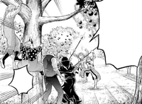 Samael, Beelzebub, Lucifer and Azazel are discovered stealing apples from the Garden of Eden