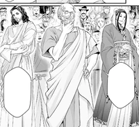 Jesus, Socrates and Confucius observe the fighting of Buddha