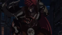 Heracles stands up after being hit by Jack the Ripper's Blessing of Rondo