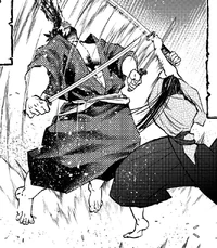 Kojiro Sasaki uses Tsubame Gaeshi to surprise Musashi Miyamoto by leaving a scar on his face