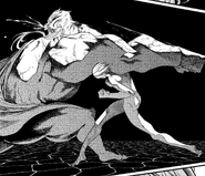 Zeus is hit by Adam's The Fist That Surpassed Time (manga)