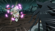 Shy attacks Utsuro with Sakura Storm