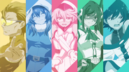 Shy alongside Stardust, Spirit, Lady Black and Mian Long in Season 1's Shiny Girl opening