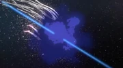 Nagate Tanikaze scores a direct Particle Beam hit on Gauna 487