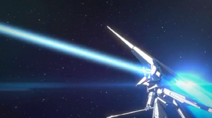 The Tsugumori fires a Heigus beam from it's Particle Cannon