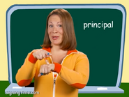 Principal. Make a P for principal. Circle it and set it on your other hand. Principal!