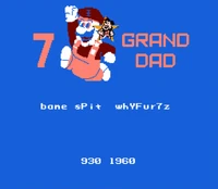 The title screen of the ROM hack showing "bane sPit whYFur7z" and "930 1960".