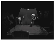 Yohane, HOBaRT, Wood Man, and Takane trying to solve the Puzzle Room, as seen in "Act 2: The Prize".