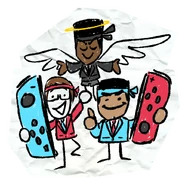 Small nintendo power joycon men (Keeby).png (382 KB) The Nintendo Power small art from "SiIvaGunner presents... The KING FOR ANOTHER DAY TOURNAMENT!", with Etika as an angel, floating above. By Keeby
