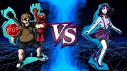 VS. screen against Jack & Elmo.