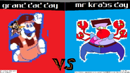 A prototype VS screen for King for a Day Tournament matching Grand Dad against Mr. Krabs.