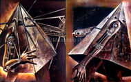 Early Pyramid Head inspiration - Ito's Strange Head paintings.