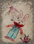 A drawing of Robbie the Rabbit in Silent Hill: Homecoming.