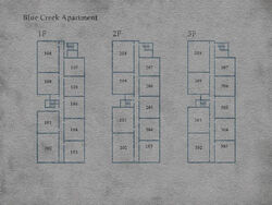 Map of the Blue Creek Apartments.
