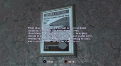 The Newspaper Article on the wall.