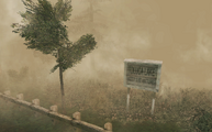 A sign in Silent Hill 2 noting the lake.