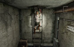 Heather climbs out of the Underpass.