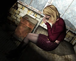 Maria taking a pill.