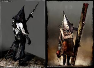 An amazing detail in DBD's PyramidHead model, you can see blood where the  tentacle that could attack James in Silent Hill 2 comes from (notice the  top tentacle that has the same