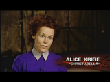 Alice Krige giving an interview.
