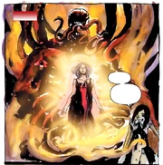 Christabella stands before Samael as she explains how the god came to be.