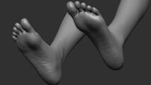 Skin expression on the model's feet.