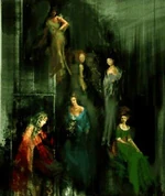 Картина с Леди на двери