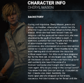 Cheryl Mason's biography in Dead by Daylight.